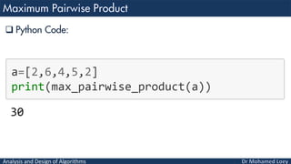 Analysis and Design of Algorithms
 Python Code:
 