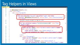 Tag Helpers in Views
 
