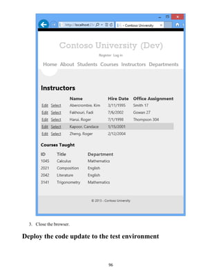 96
3. Close the browser.
Deploy the code update to the test environment
 