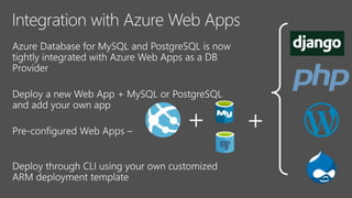 Azure database services for PostgreSQL and MySQL