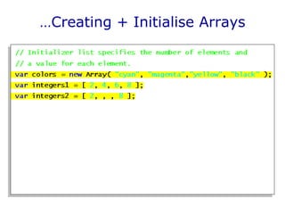 … Creating + Initialise Arrays 