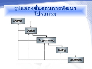 รูป แสดงขั้น ตอนการพัฒ นา
        โปรแกรม
 