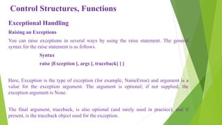 Control structures functions and modules in python programming