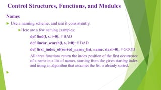 Control structures functions and modules in python programming