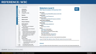 CSS FUNDAMENTALS: Build a strong foundation by solving real cases inarocket.com
REFERENCE: W3C
SOURCE: Selectors Level 3 by W3C.
 