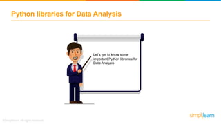 Python libraries for Data Analysis
Let’s get to know some
important Python libraries for
Data Analysis
 
