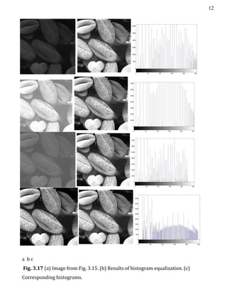12
a b c
Fig. 3.17 (a) Image from Fig. 3.15. (b) Results of histogram equalization. (c)
Corresponding histograms.
 