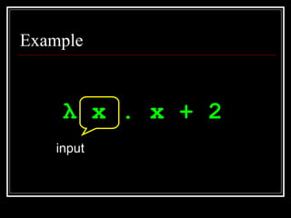 Example λ  x . x + 2   input 