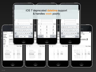21:02
iOS 7 deprecated datetime support
& handles week poorly
 