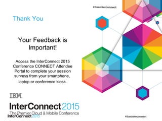 Thank You
Your Feedback is
Important!
Access the InterConnect 2015
Conference CONNECT Attendee
Portal to complete your session
surveys from your smartphone,
laptop or conference kiosk.
 