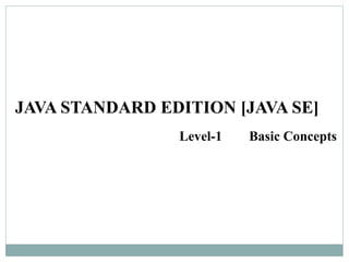 JAVA STANDARD EDITION [JAVA SE]
Level-1 Basic Concepts
 