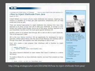 http://blog.strategiccyber.com/2013/08/29/how-to-inject-shellcode-from-java/

 