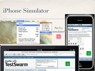 iPhone Simulator

                     No 2.x
                   simulator!
                       B




                                    A


                                A
 