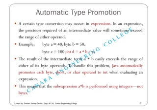 Data Types, Variables, and Arrays in JAVA