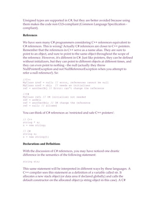 Migrating From Cpp To C Sharp