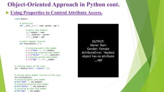 Object oriented approach in python programming