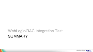 WebLogic/RAC Integration Test 
SUMMARY 
 