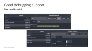 Good debugging support
Time travel included
15
© 2019 ThoughtWorks
 