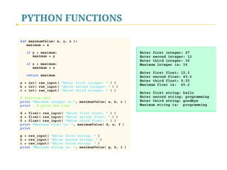 PYTHON FUNCTIONS

 