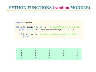 PYTHON FUNCTIONS (random MODULE)

 
