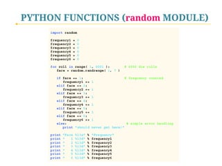 PYTHON FUNCTIONS (random MODULE)

 