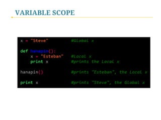 VARIABLE SCOPE

 
