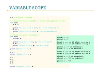 VARIABLE SCOPE

 