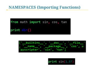 NAMESPACES (Importing Functions)

 