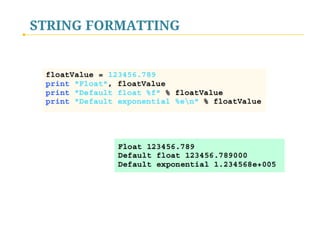 STRING FORMATTING
 