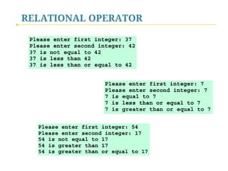 RELATIONAL OPERATOR
 