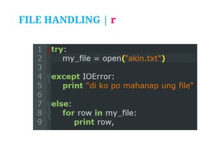 FILE HANDLING | r

 