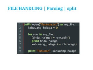 FILE HANDLING | Parsing | split

 
