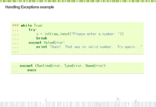 Handling Exceptions example
 