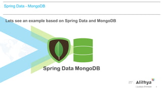 >
Lets see an example based on Spring Data and MongoDB
Spring Data - MongoDB
 