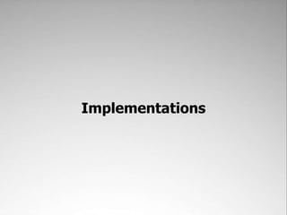 Sandbox


                       Application
                          Core


Only the sandbox knows which application core
                is being used
      No other part of the architecture should need to know
 