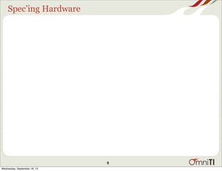 Spec’ing Hardware
9
Wednesday, September 18, 13
 