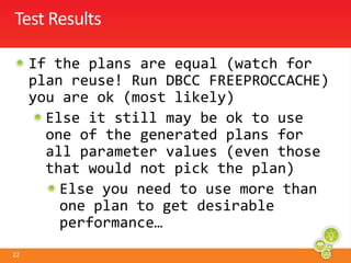 Agenda	IntroductionSQL Server OptimizerQuery Debugging ToolsEstimated and Actual Query PlanParameters and Query PlanTesting ConsiderationsHints and Other Workarounds