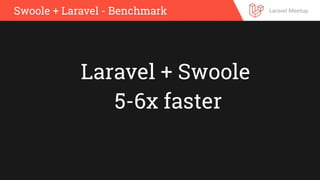 Swoole + Laravel - Benchmark
Laravel + Swoole
5-6x faster
 