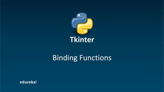 Python Certification Training https://www.edureka.co/python
Binding Functions
Tkinter
 