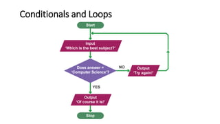 38
Conditionals and Loops
 