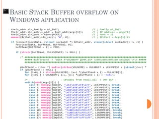 BASIC STACK BUFFER OVERFLOW ON
WINDOWS APPLICATION
 