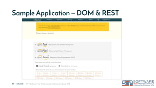 19 | 4/15/2018 STP | Software Test Professionals Conference | Spring 2018
Sample Application – DOM & REST
 