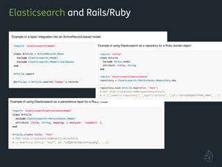 Elasticsearch and Rails/Ruby
 