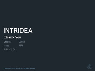 Gracias
Merci 
ありがとう
Danke 
谢谢
Thank You
Copyright © 2014 Intridea Inc. All rights reserved.
 