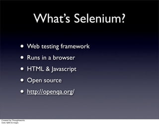 Web application testing with Selenium