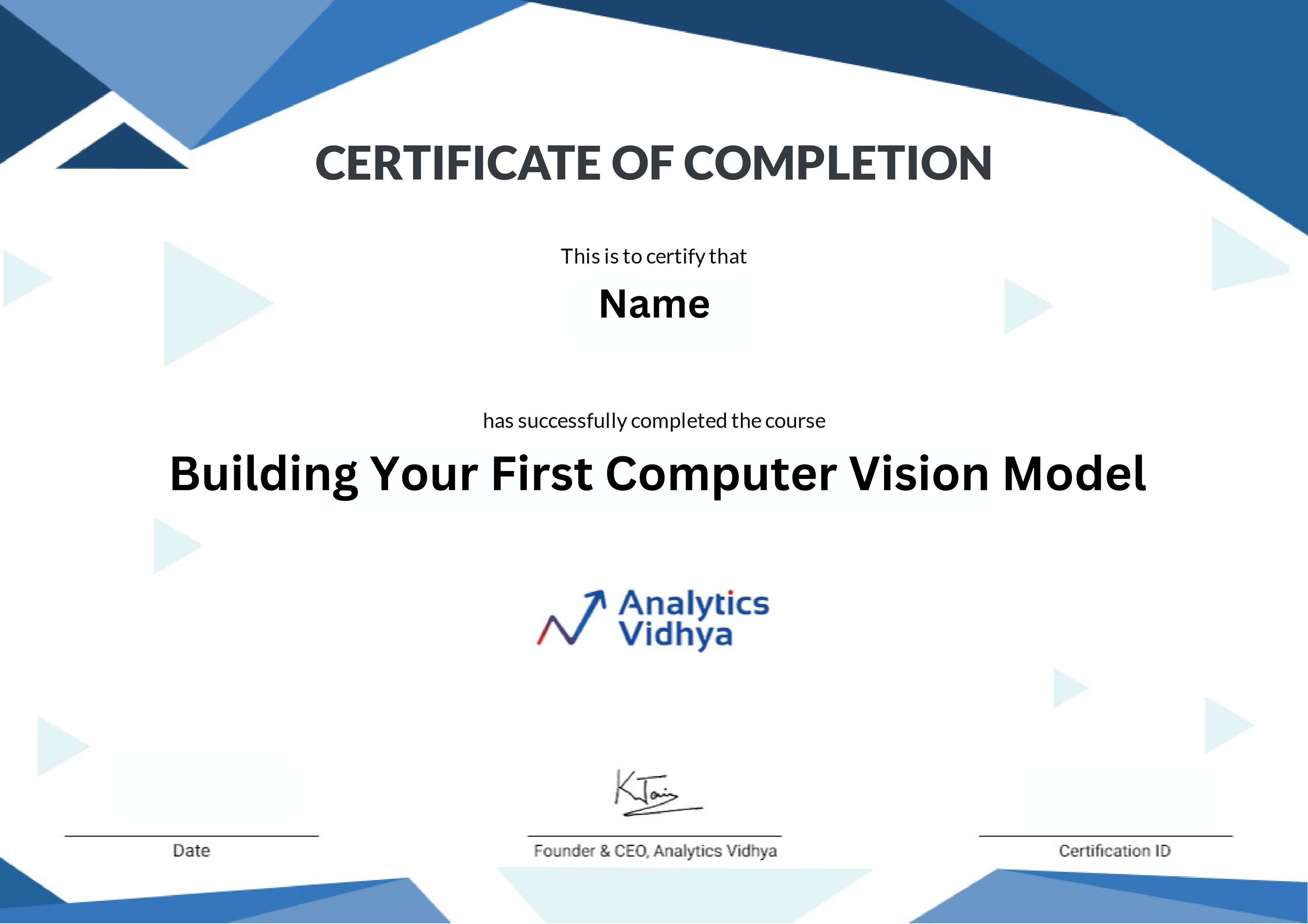 Certificate of Completion Certificate of Completion