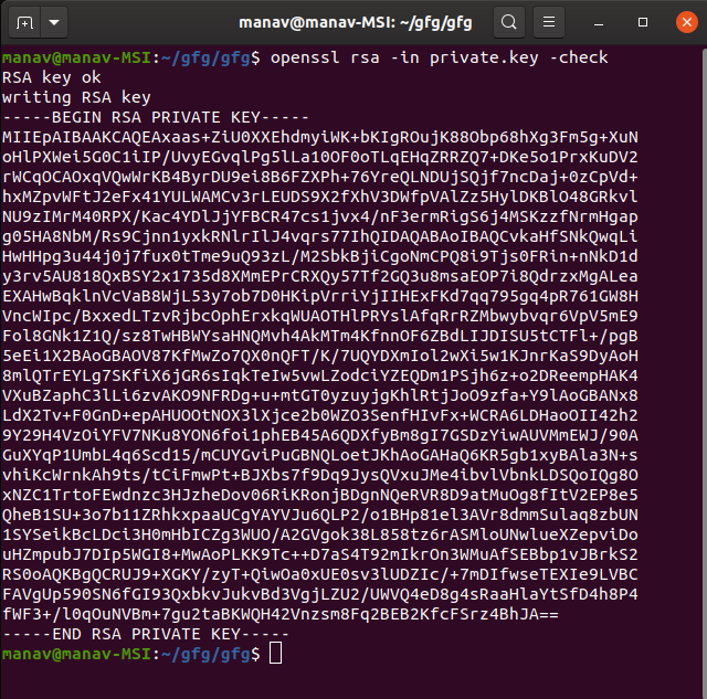 Verifying a Private Key File-using-openssl-command in Linux