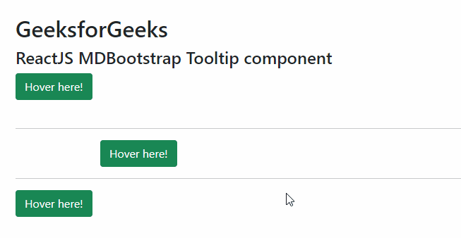 ReactJS MDBootstrap Tooltips Component