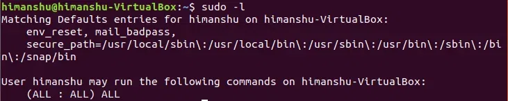 sudo -l