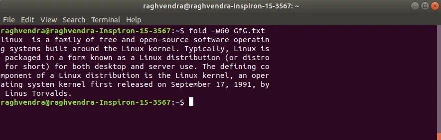 fold -w[n] GfG.txt